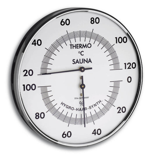 Sauna Thermometer & Hygrometer Premium – Präzises Saunamessgerät mit Metallring Odoro Essenzen